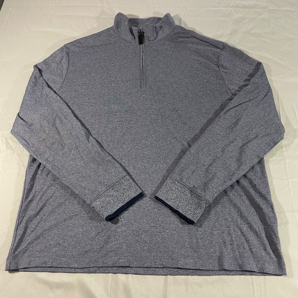 Banana Republic Luxury Touch Sweater Blue 1/4 Zip Pullover Preppy Cotton Mens XL
